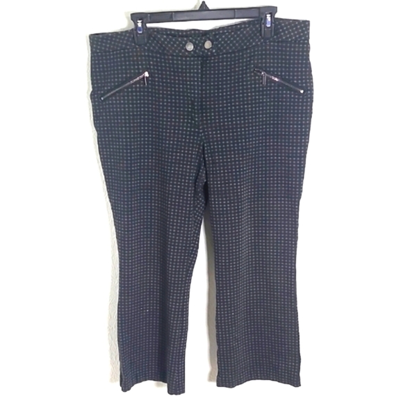 Time & Tru Dark Gray & Green  Checkered Ankle Pants with Zipper Accents, Size 18 - Picture 1 of 9